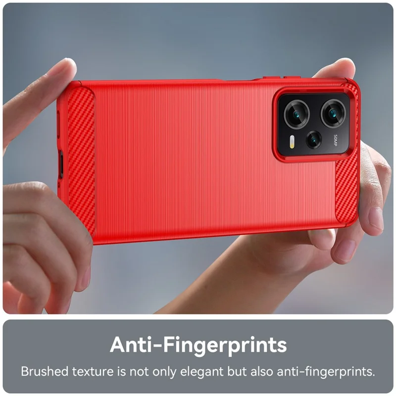For Xiaomi Redmi Note 12 Pro 5G / Note 12 Pro Speed 5G / Poco X5 Pro 5G Collision Proof Carbon Fiber Texture TPU Protective Phone Cover Brushed Mobile Phone Case - Red