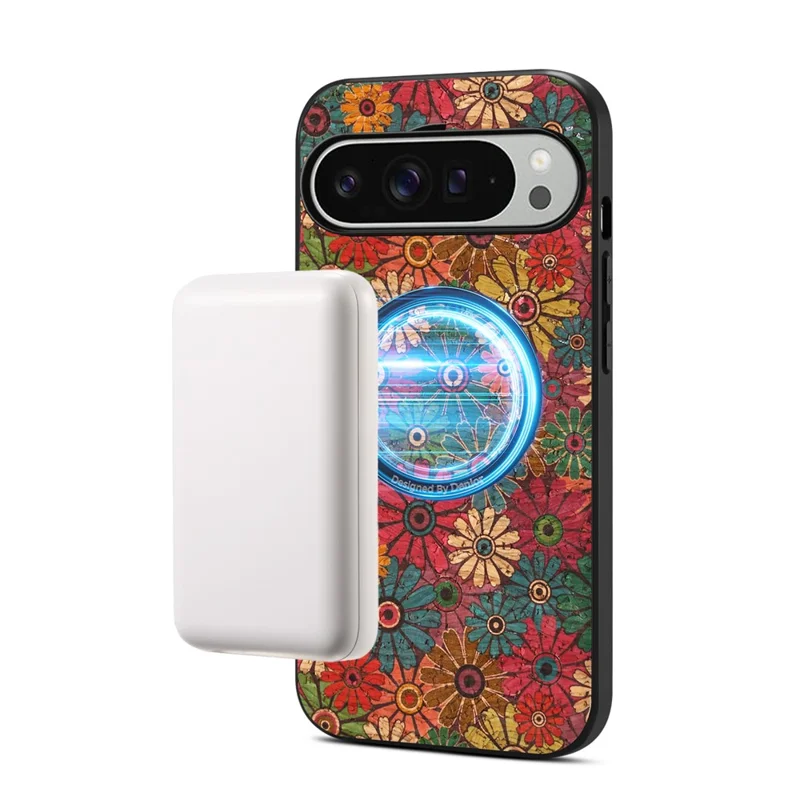 For Google Pixel 10 Pro XL Magnetic Phone Case Floral Pattern PU Leather TPU Protective Cover - Green
