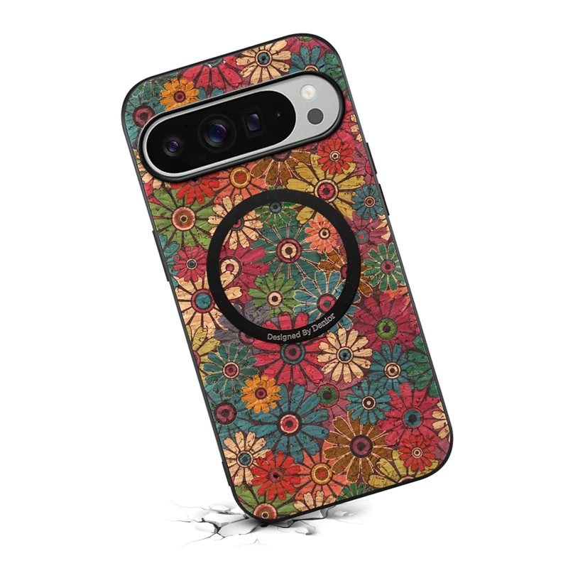 For Google Pixel 10 Pro XL Magnetic Phone Case Floral Pattern PU Leather TPU Protective Cover - Green