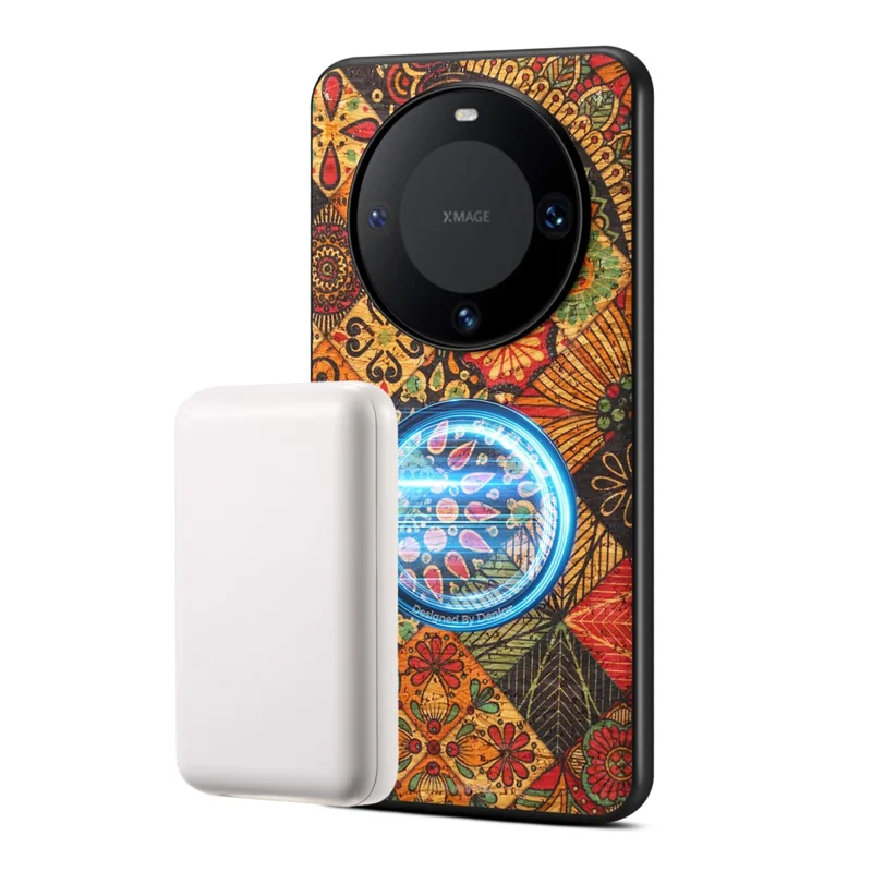 For Huawei Mate 60 Magnetic Phone Case Floral Pattern PU Leather TPU Protective Cover - Yellow