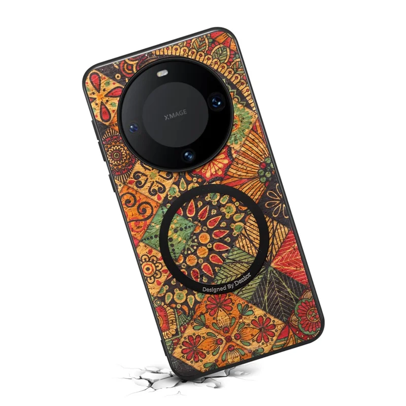 For Huawei Mate 60 Magnetic Phone Case Floral Pattern PU Leather TPU Protective Cover - Yellow