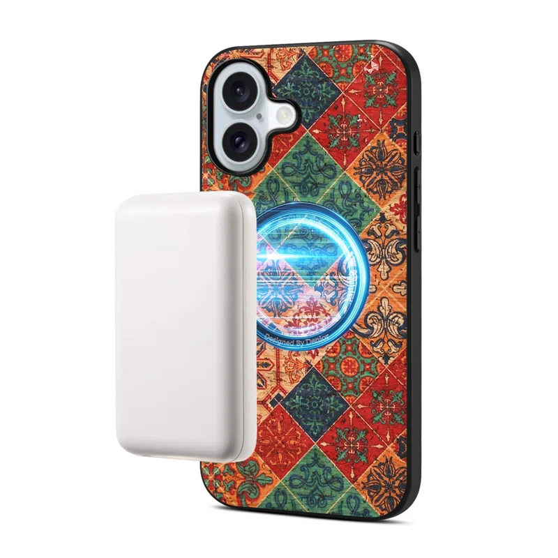 For iPhone 17 Magnetic Phone Case Floral Pattern PU Leather TPU Protective Cover - Blue