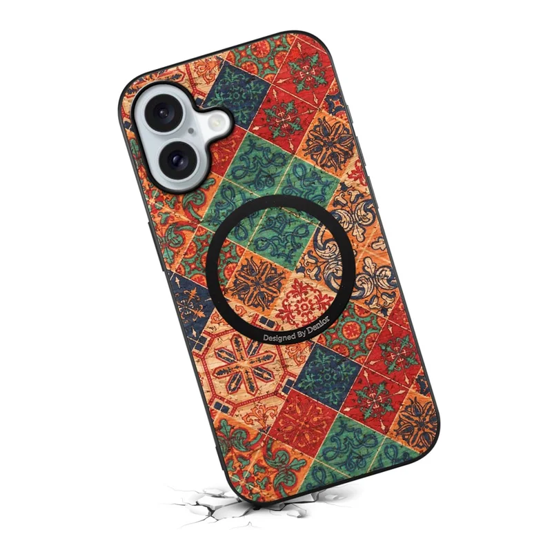 For iPhone 17 Magnetic Phone Case Floral Pattern PU Leather TPU Protective Cover - Blue