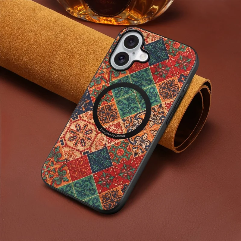 For iPhone 17 Magnetic Phone Case Floral Pattern PU Leather TPU Protective Cover - Blue
