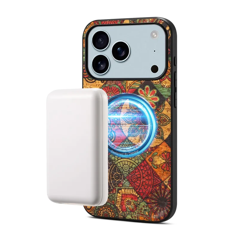 For iPhone 17 Pro Magnetic Phone Case Floral Pattern PU Leather TPU Protective Cover - Yellow