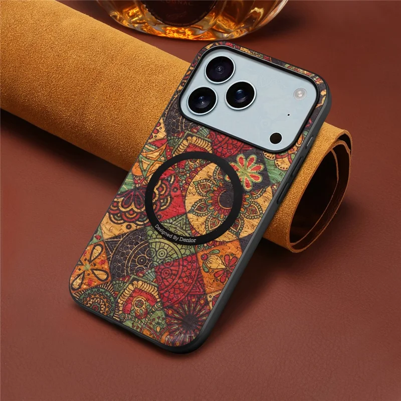 For iPhone 17 Pro Magnetic Phone Case Floral Pattern PU Leather TPU Protective Cover - Yellow