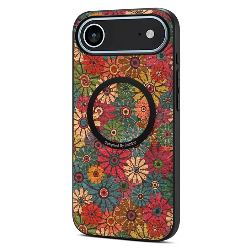 Magnetisk mobilskal med blommönster till iPhone Air, skyddande hylsa i PU-läder och TPU – Grön