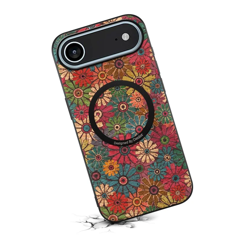 Magnetisk mobilskal med blommönster till iPhone Air, skyddande hylsa i PU-läder och TPU – Grön