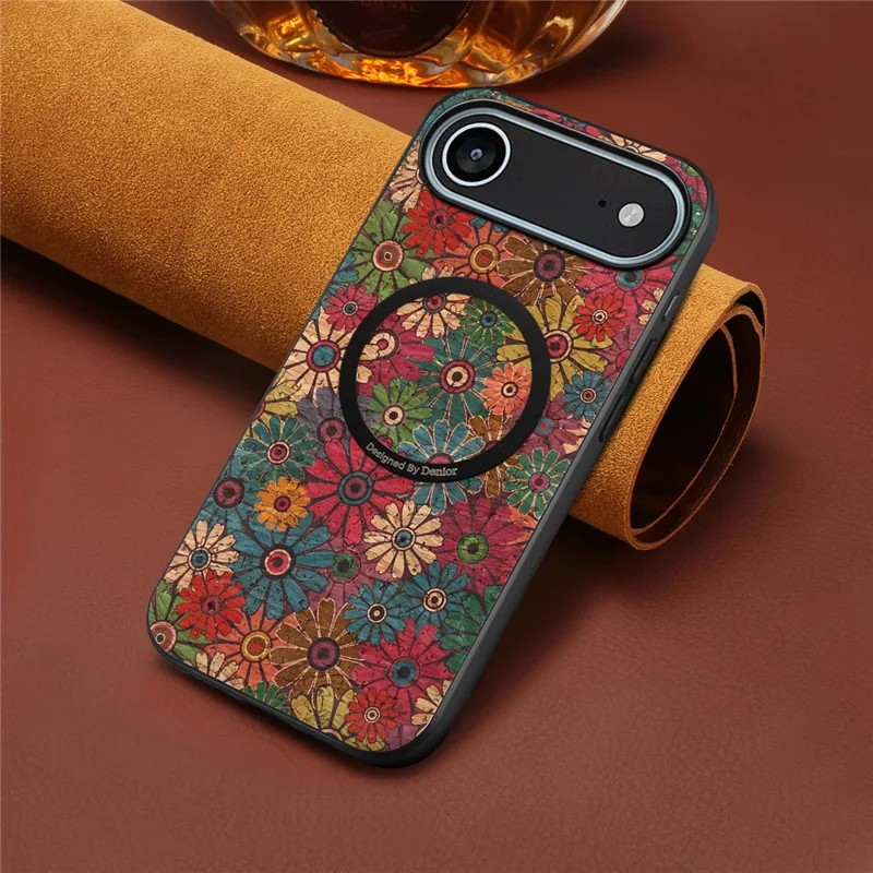 Magnetisk mobilskal med blommönster till iPhone Air, skyddande hylsa i PU-läder och TPU – Grön