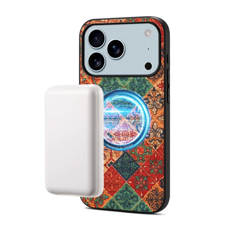 For iPhone 17 Pro Max Magnetic Phone Case Floral Pattern PU Leather TPU Protective Cover - Blue
