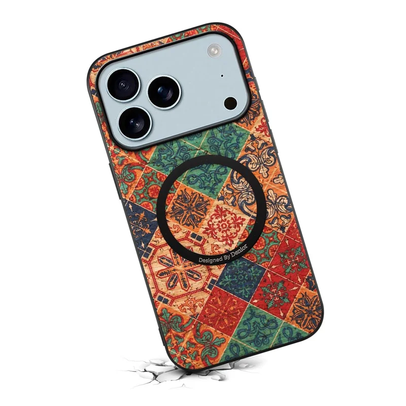 For iPhone 17 Pro Max Magnetic Phone Case Floral Pattern PU Leather TPU Protective Cover - Blue