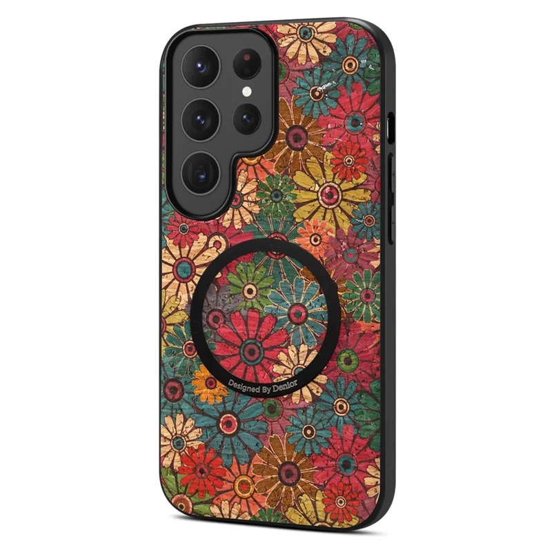 For Samsung Galaxy S25 Ultra Magnetisk Telefonbeskyttelse Blomsterdesign PU Læder TPU Beskyttelsesdæksel - Grøn