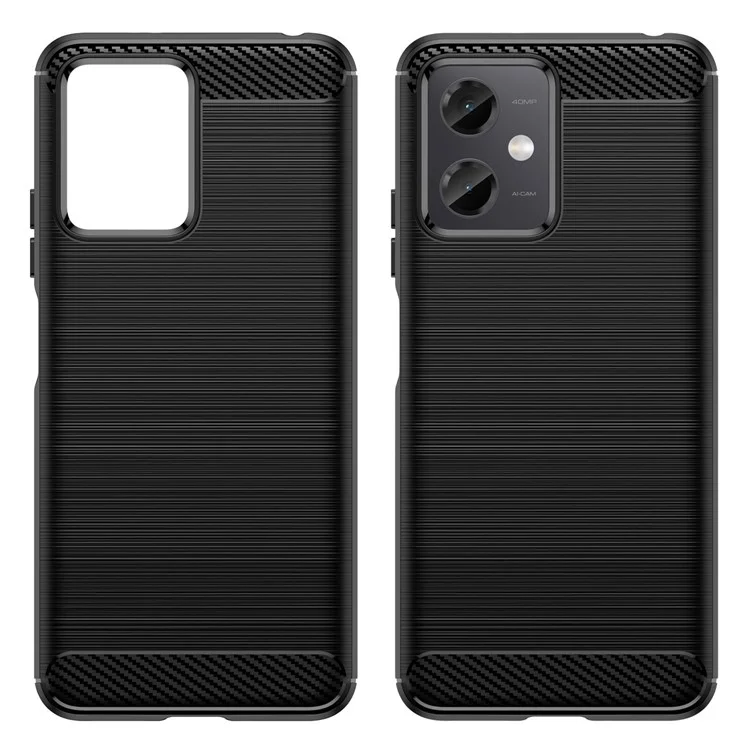 Pour Xiaomi Redmi Note 12 5G Back Shell, Texture de Fibre de Carbone TPU Couverture de Téléphone de Téléphone Brossé - le Noir