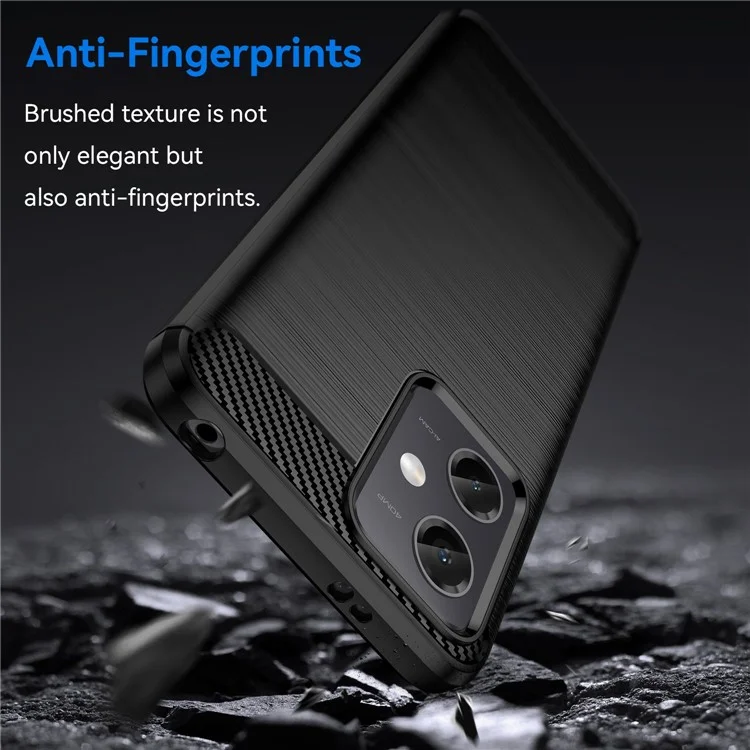 Für Xiaomi Redmi Note 12 5G Back Shell, Carbon Faser Textur TPU Protective Phone Cover Bürstete Mobiltelefonhülle - Schwarz