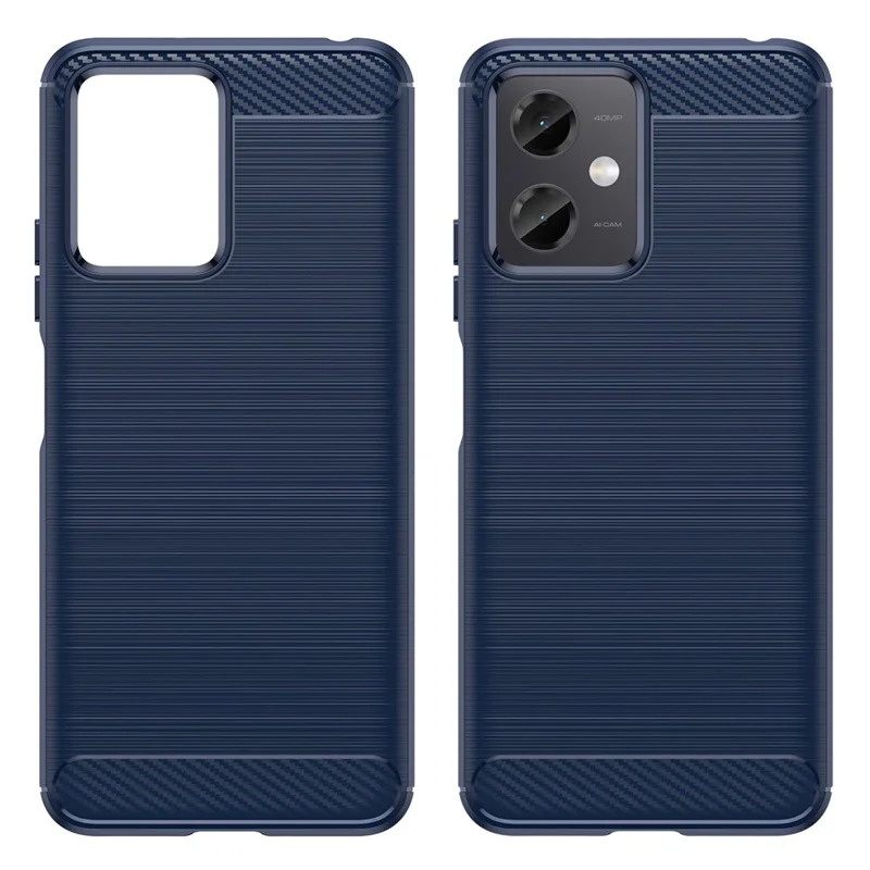 Para Xiaomi Redmi Note 12 5G (Global) / (India) / (China) / Poco X5 5G Carcasa Trasera, Funda Protectora de Teléfono Móvil de TPU con Textura de Fibra de Carbono Cepillada - Azul