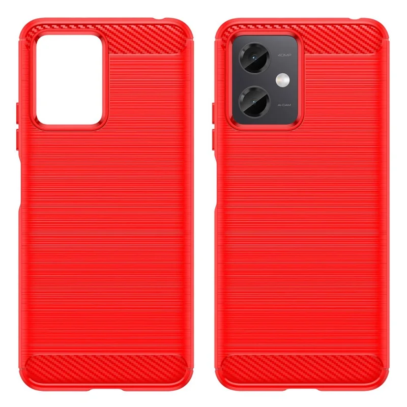 For Xiaomi Redmi Note 12 5G (Global) / (India) / (China) / Poco X5 5G Back Shell, Carbon Fiber Texture TPU Protective Phone Cover Brushed Mobile Phone Case - Red