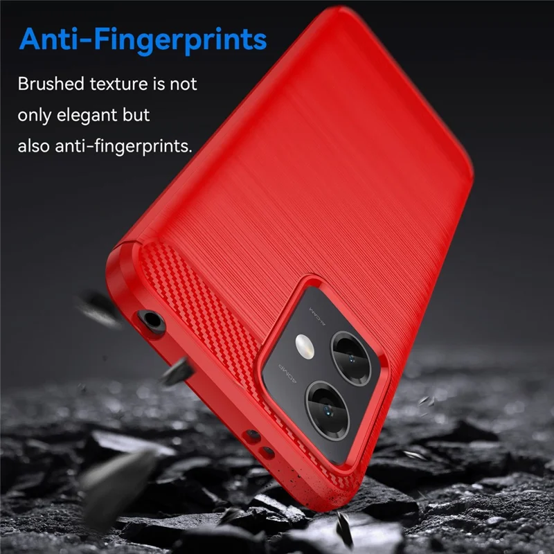 For Xiaomi Redmi Note 12 5G (Global) / (India) / (China) / Poco X5 5G Back Shell, Carbon Fiber Texture TPU Protective Phone Cover Brushed Mobile Phone Case - Red