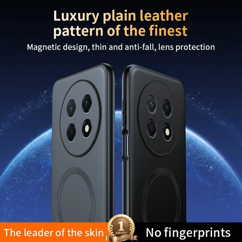 For Huawei Enjoy 90 Pro Max Magnetic Case Leather Coated TPU + PC Phone Cover - Black