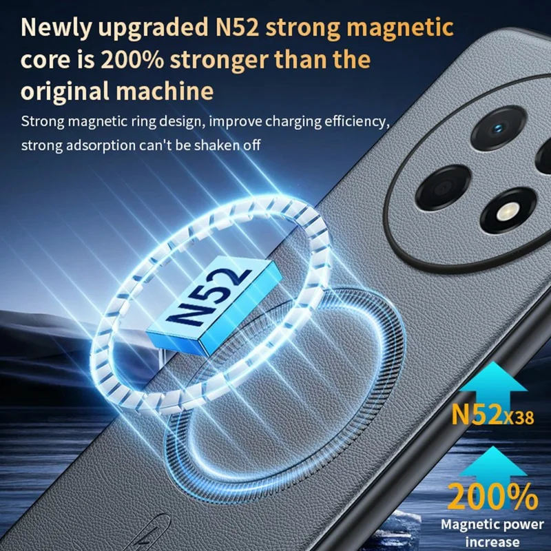 For Huawei Enjoy 90 Pro Max Magnetic Case Leather Coated TPU + PC Phone Cover - Black