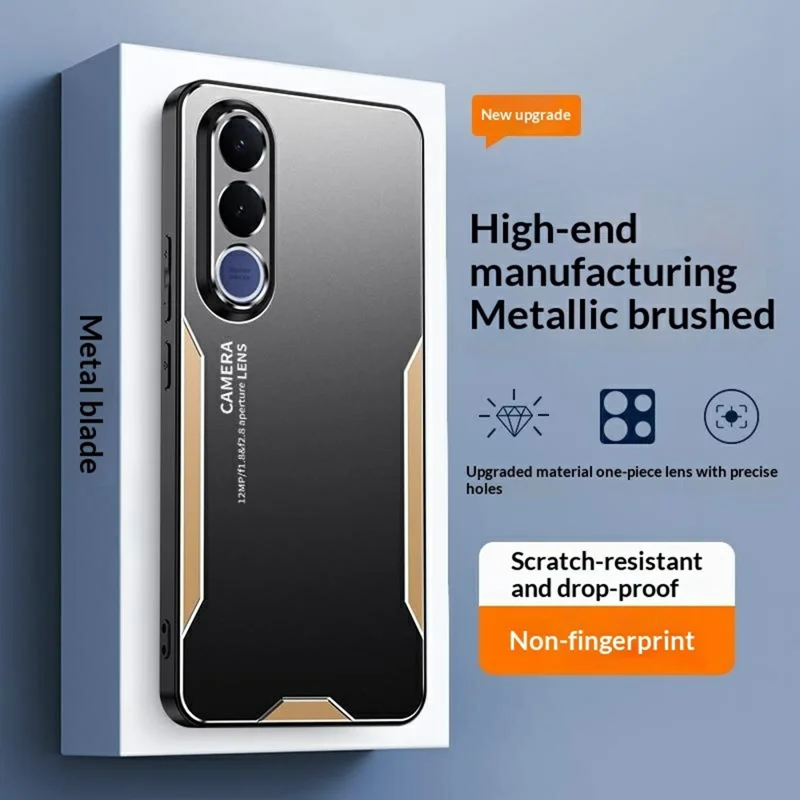 Capa para Telemóvel vivo V70 FE 5G em Liga de Alumínio TPU PC - Dourado