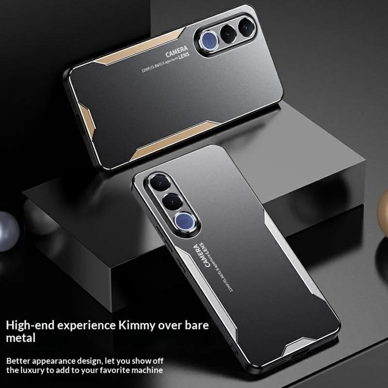 Capa para Telemóvel vivo V70 FE 5G em Liga de Alumínio TPU PC - Dourado