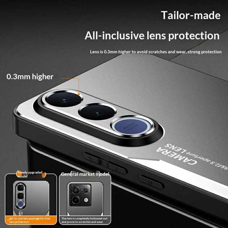 Capa para Telemóvel vivo V70 FE 5G em Liga de Alumínio TPU PC - Dourado