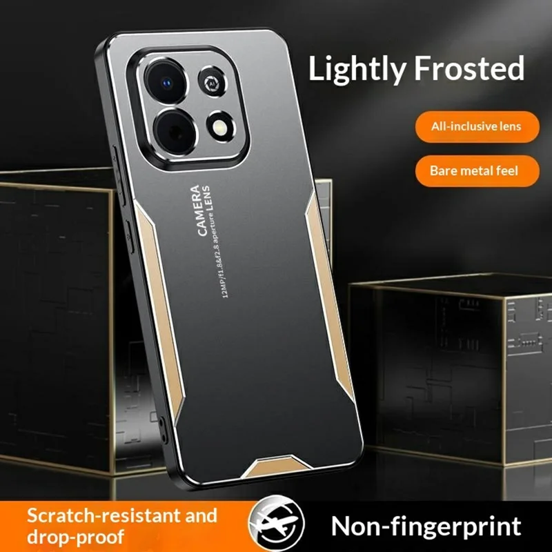 For Xiaomi Redmi Note 15 4G (Global) Phone Case Aluminium Alloy TPU PC Back Cover - Gold