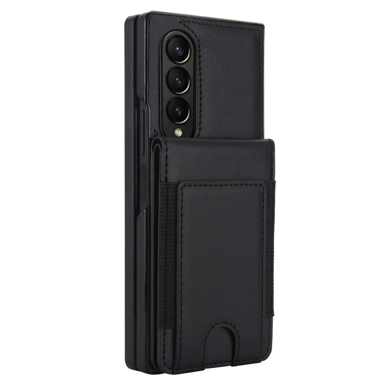 Étui pour Samsung Galaxy Z Fold4 5G, Porte-cartes, Support Pivotant, Cuir PU + PC, avec Protecteur d'écran HD - Noir