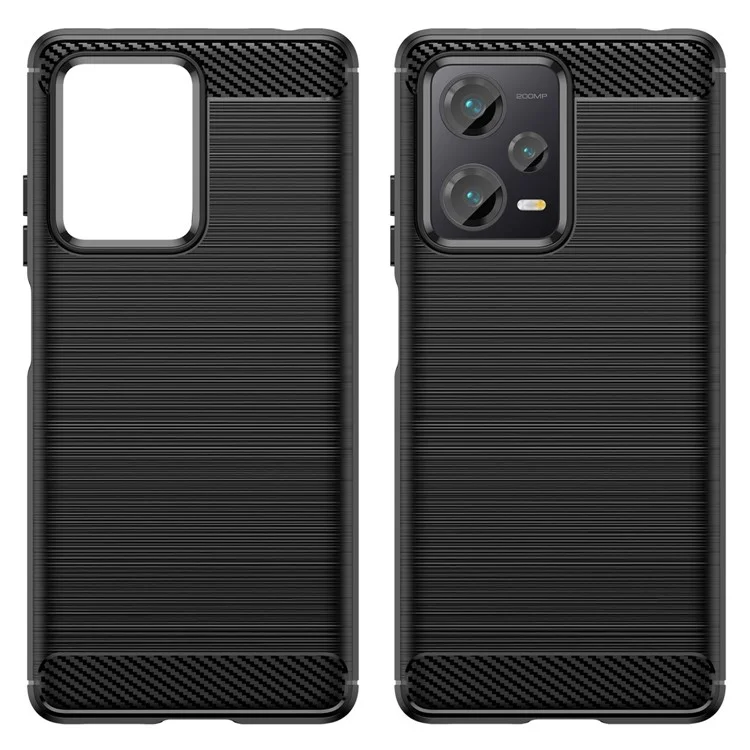 Para Xiaomi Redmi Note 12 Pro+ 5G Anti-queda Back Shell, Textura de Fibra de Carbono TPU Protective Phone Cover Brushed Mobile Phone Case - Preto
