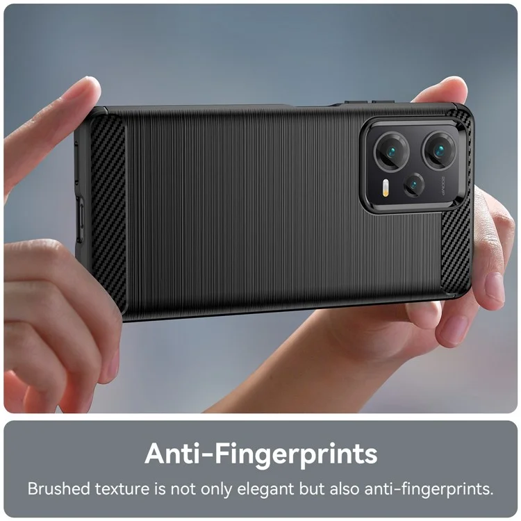 Para Xiaomi Redmi Note 12 Pro+ 5G Anti-queda Back Shell, Textura de Fibra de Carbono TPU Protective Phone Cover Brushed Mobile Phone Case - Preto