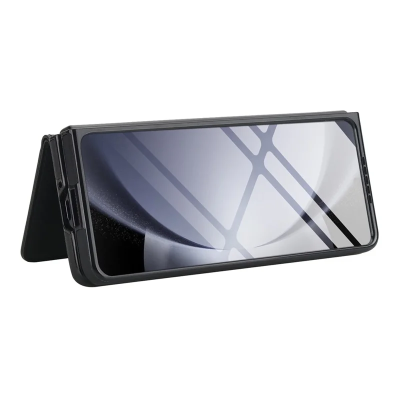 Funda tipo cartera con soporte de anillo para Samsung Galaxy Z Fold4 5G, carcasa abatible de PC y PU con protector de pantalla HD - Negro