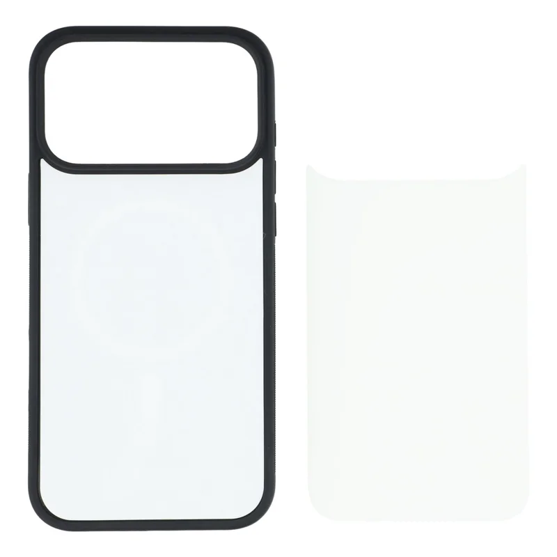 10Pcs for iPhone 17 Pro Case TPU PC Magnetic Ring DIY Blank Sublimation Phone Cover with Film Sheet - Black