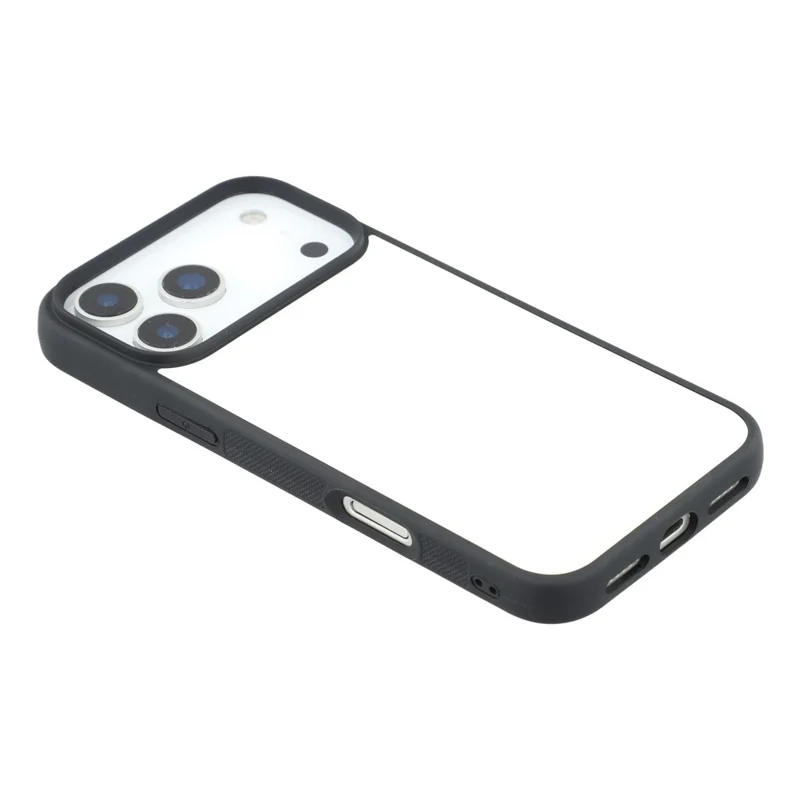 10Pcs for iPhone 17 Pro Case TPU PC Magnetic Ring DIY Blank Sublimation Phone Cover with Film Sheet - Black