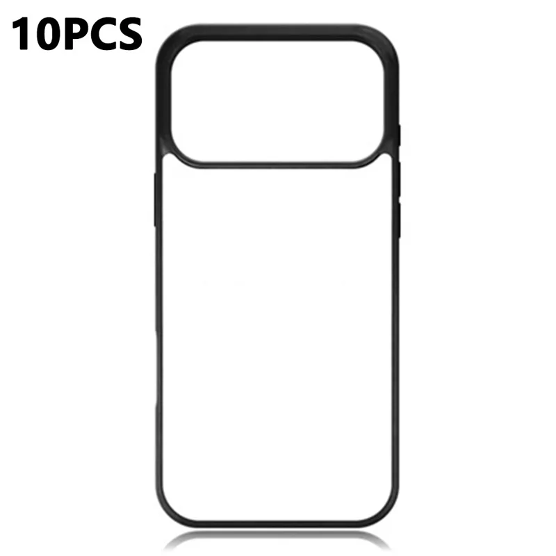 10 st för iPhone 17 Pro Max hårddel TPU PC Magnetisk ring DIY Tom Sublimerings mobilhölje med Filmskiva - Svart