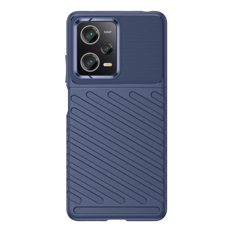 Anti-fall Back Shell for Xiaomi Redmi Note 12 Pro 5G / Note 12 Pro Speed 5G / Poco X5 Pro 5G Thunder Series Thickened TPU Phone Case Twill Texture Phone Cover - Blue
