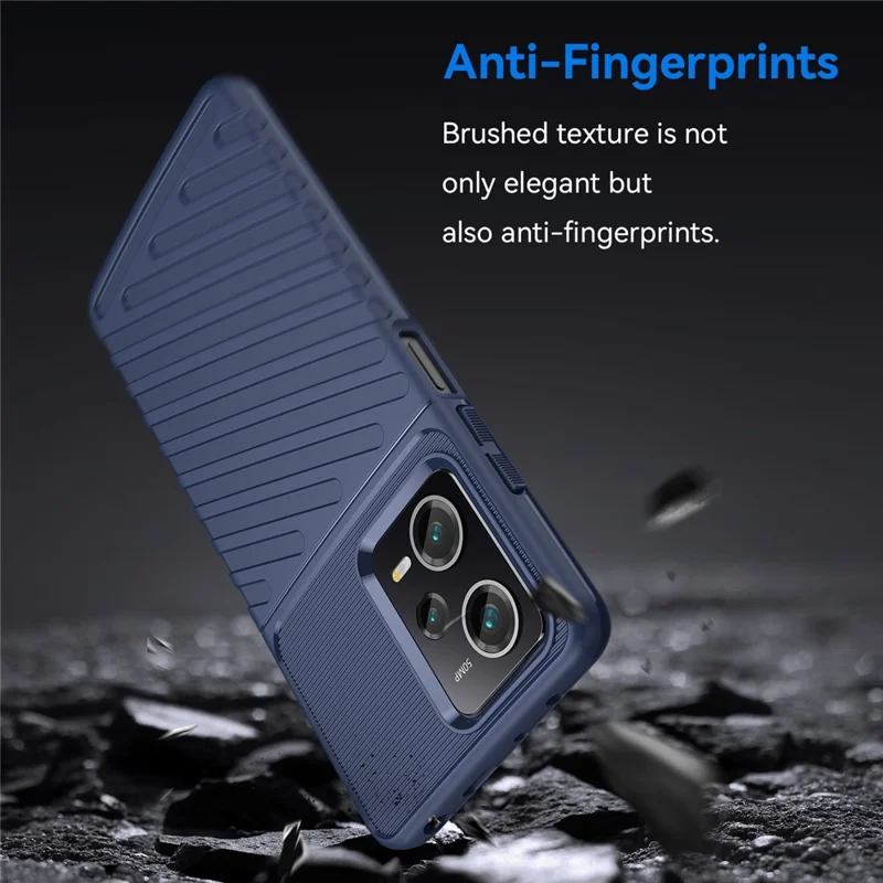 Anti-fall Back Shell for Xiaomi Redmi Note 12 Pro 5G / Note 12 Pro Speed 5G / Poco X5 Pro 5G Thunder Series Thickened TPU Phone Case Twill Texture Phone Cover - Blue