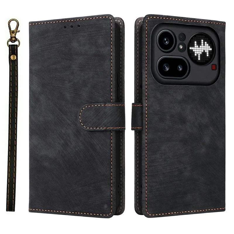 For Nothing Phone (4a) Pro Case Wallet RFID Blocking PU Leather Phone Cover Stand with Strap - Black