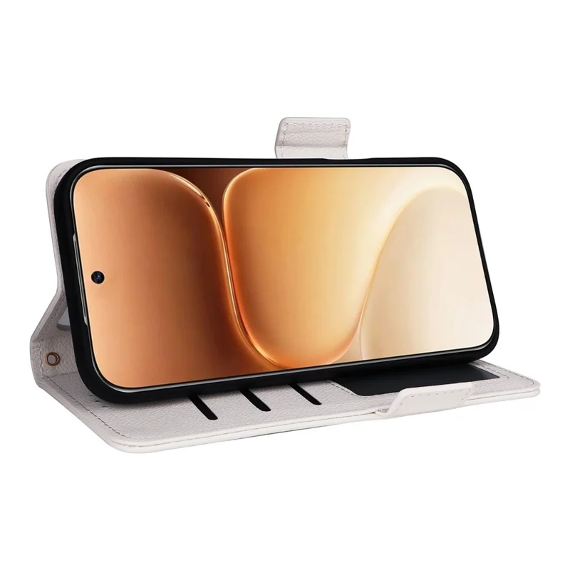 For Honor 600 5G  /  600 Pro 5G Case Litchi Texture Wallet Leather Phone Cover with Wrist Strap - White