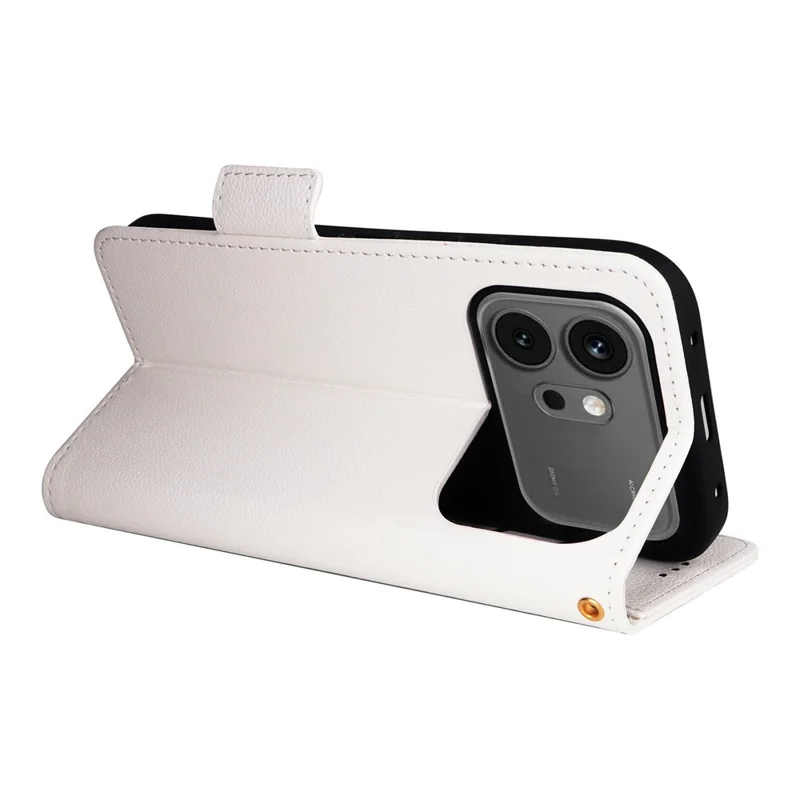 For Honor 600 5G  /  600 Pro 5G Case Litchi Texture Wallet Leather Phone Cover with Wrist Strap - White