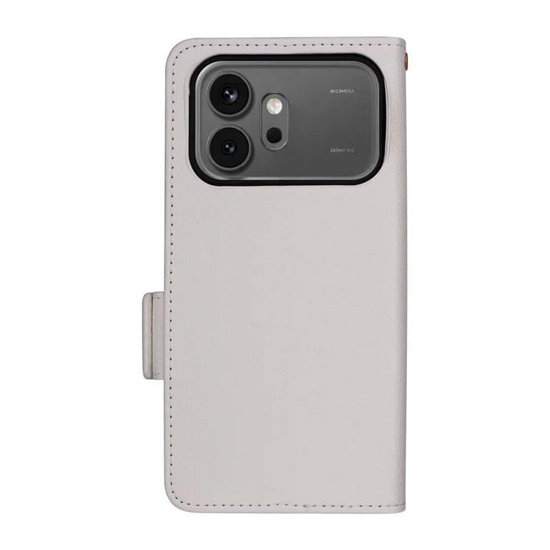 For Honor 600 5G  /  600 Pro 5G Case Litchi Texture Wallet Leather Phone Cover with Wrist Strap - White