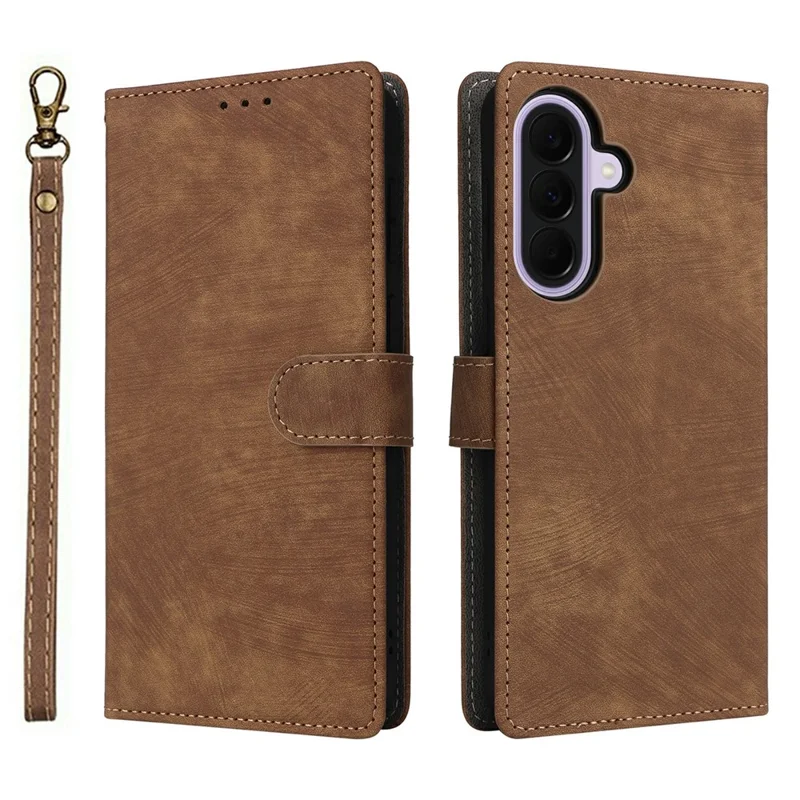 For Samsung Galaxy A37 5G Case Wallet RFID Blocking PU Leather Phone Cover Stand with Strap - Brown