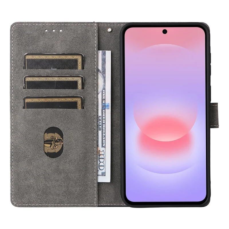 For Samsung Galaxy A37 5G Case Wallet RFID Blocking PU Leather Phone Cover Stand with Strap - Brown