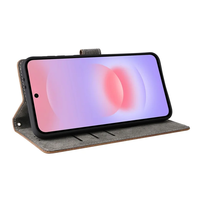 For Samsung Galaxy A37 5G Case Wallet RFID Blocking PU Leather Phone Cover Stand with Strap - Brown