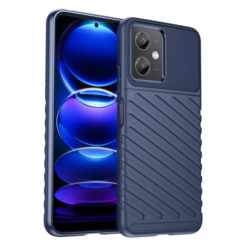 Back Shell for Xiaomi Redmi Note 12 5G (Global) / (India) / (China) / Poco X5 5G Thunder Series Thickened TPU Phone Case Twill Texture Phone Cover - Blue