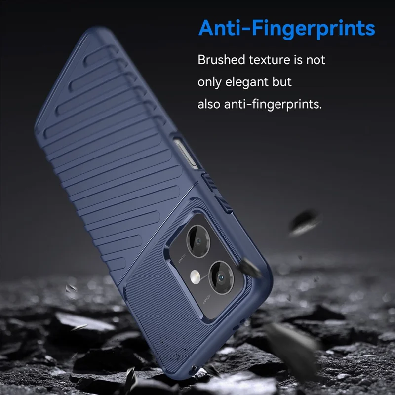Back Shell for Xiaomi Redmi Note 12 5G (Global) / (India) / (China) / Poco X5 5G Thunder Series Thickened TPU Phone Case Twill Texture Phone Cover - Blue