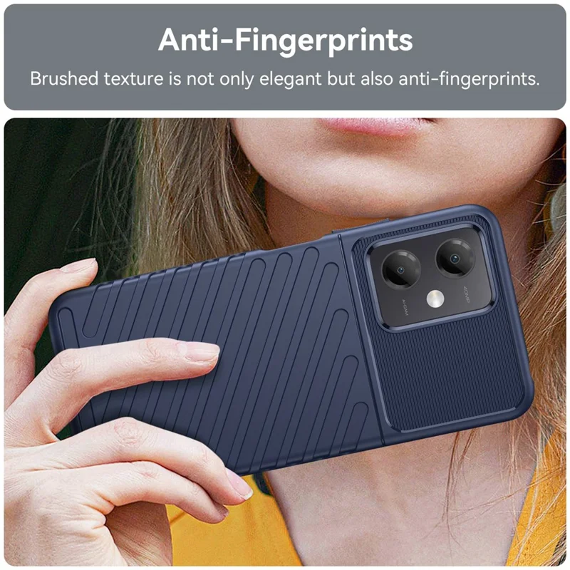 Back Shell for Xiaomi Redmi Note 12 5G (Global) / (India) / (China) / Poco X5 5G Thunder Series Thickened TPU Phone Case Twill Texture Phone Cover - Blue