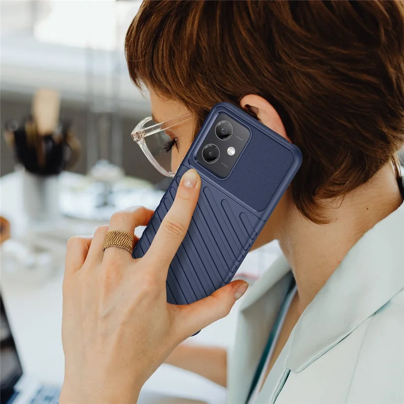 Back Shell for Xiaomi Redmi Note 12 5G (Global) / (India) / (China) / Poco X5 5G Thunder Series Thickened TPU Phone Case Twill Texture Phone Cover - Blue
