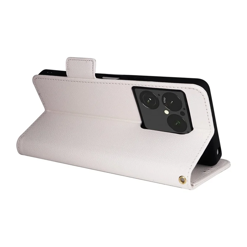 Cover per Sony Xperia 1 VIII con Portafoglio in Pelle Effetto Litchi con Cinturino da Polso - Bianco