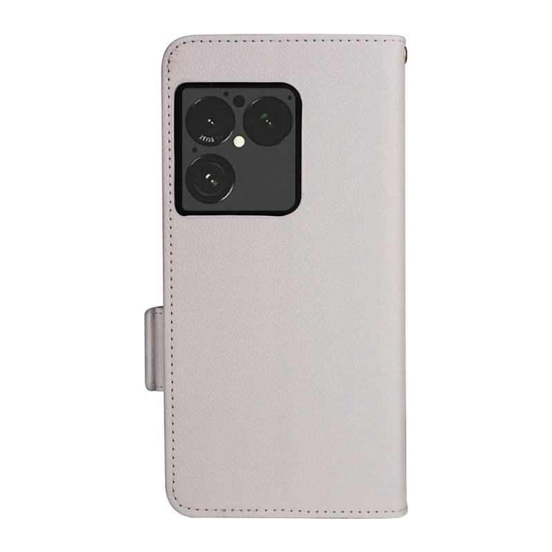 Cover per Sony Xperia 1 VIII con Portafoglio in Pelle Effetto Litchi con Cinturino da Polso - Bianco