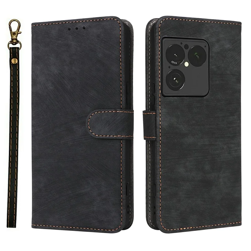 Cover per Sony Xperia 1 VIII con Portafoglio, Blocco RFID, Supporto in Pelle PU con Cinturino - Nero